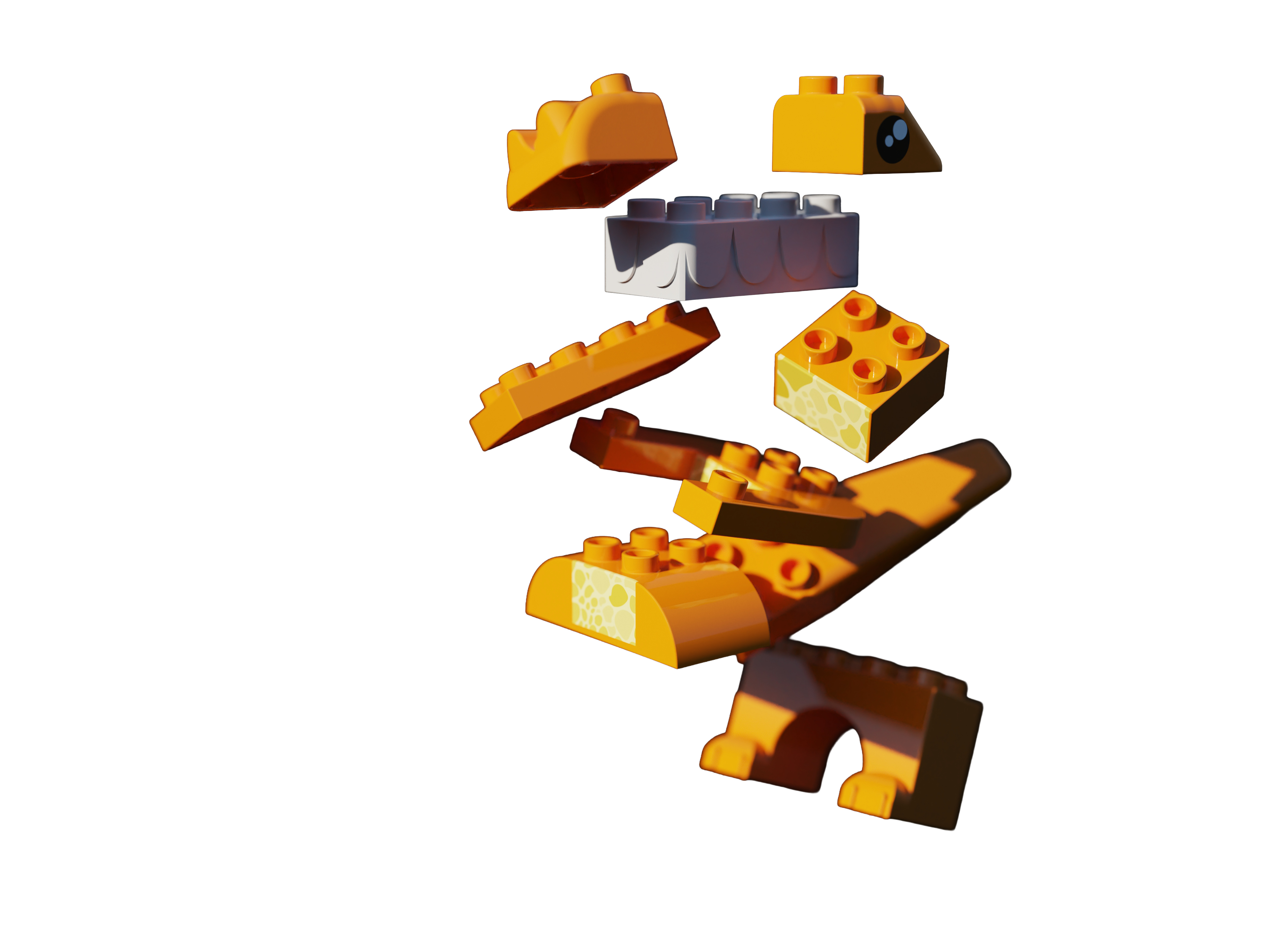 Teddy play set shown as an exploded view of its component blocks